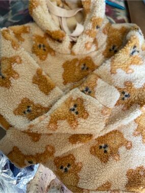 Cozy Teddy Bear Sherpa Hoodie - Cream/Tan